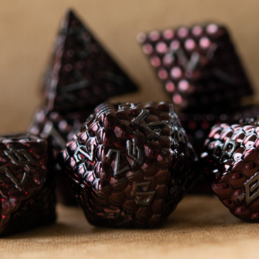 PRE-ORDER || Blood Red Dragon's Egg Metal Dice Set