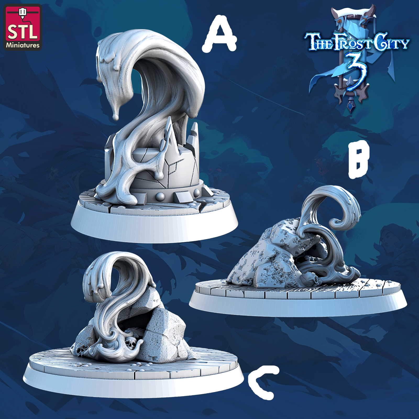 3D Printed STL Miniatures Bloodwaves Set Core Characters The Frost City 3 28 - 32mm War Gaming D&D (Online Only)