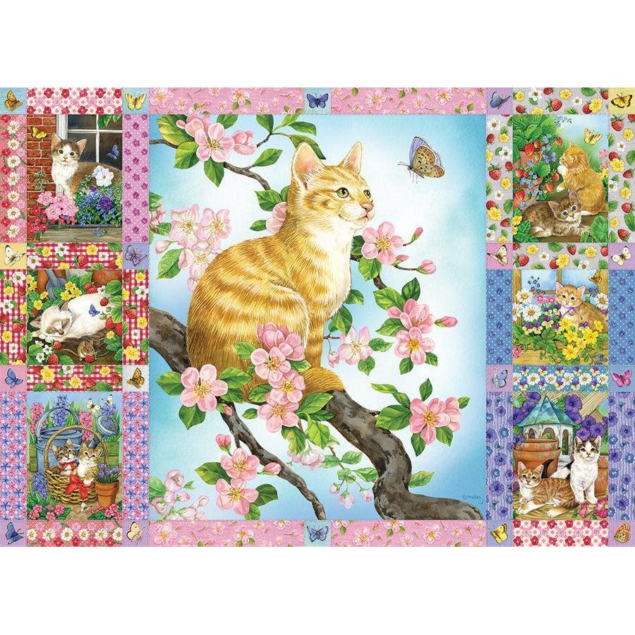 Blossoms & Kittens Quilt 1000 Piece Jigsaw Puzzle Cobble Hill (ONLINE ORDER ONLY)