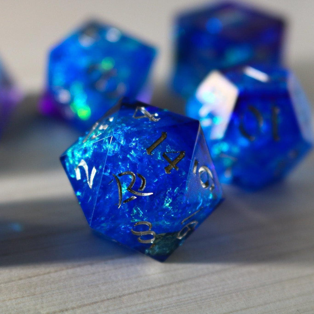Blue Handmade Sharp Edge Resin DND Dice Set (ONLINE ORDER ONLY)