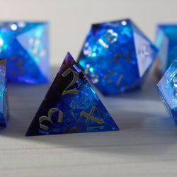 Blue Handmade Sharp Edge Resin DND Dice Set (ONLINE ORDER ONLY)