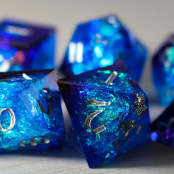 Blue Handmade Sharp Edge Resin DND Dice Set (ONLINE ORDER ONLY)