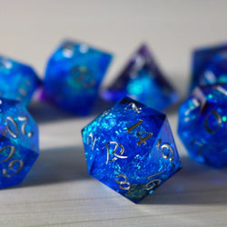 Blue Handmade Sharp Edge Resin DND Dice Set (ONLINE ORDER ONLY)