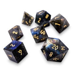 Blue Labradorite - 7 Piece RPG Set Gemstone Dice (Online Only)