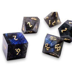 Blue Labradorite - 7 Piece RPG Set Gemstone Dice (Online Only)