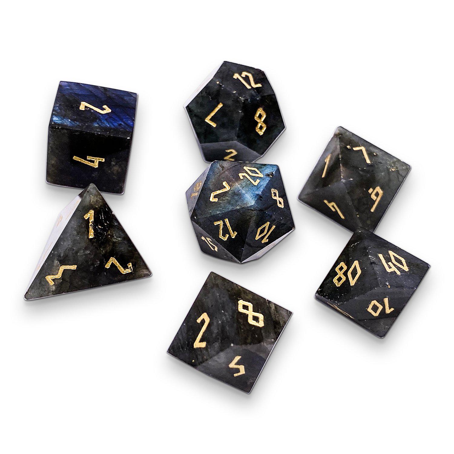 Blue Labradorite - 7 Piece RPG Set Gemstone Dice (Online Only)