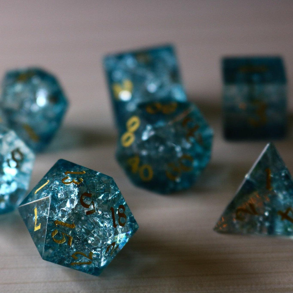Blue Ocean Forge Fire Glass DND Dice Set (ONLINE ORDER ONLY)