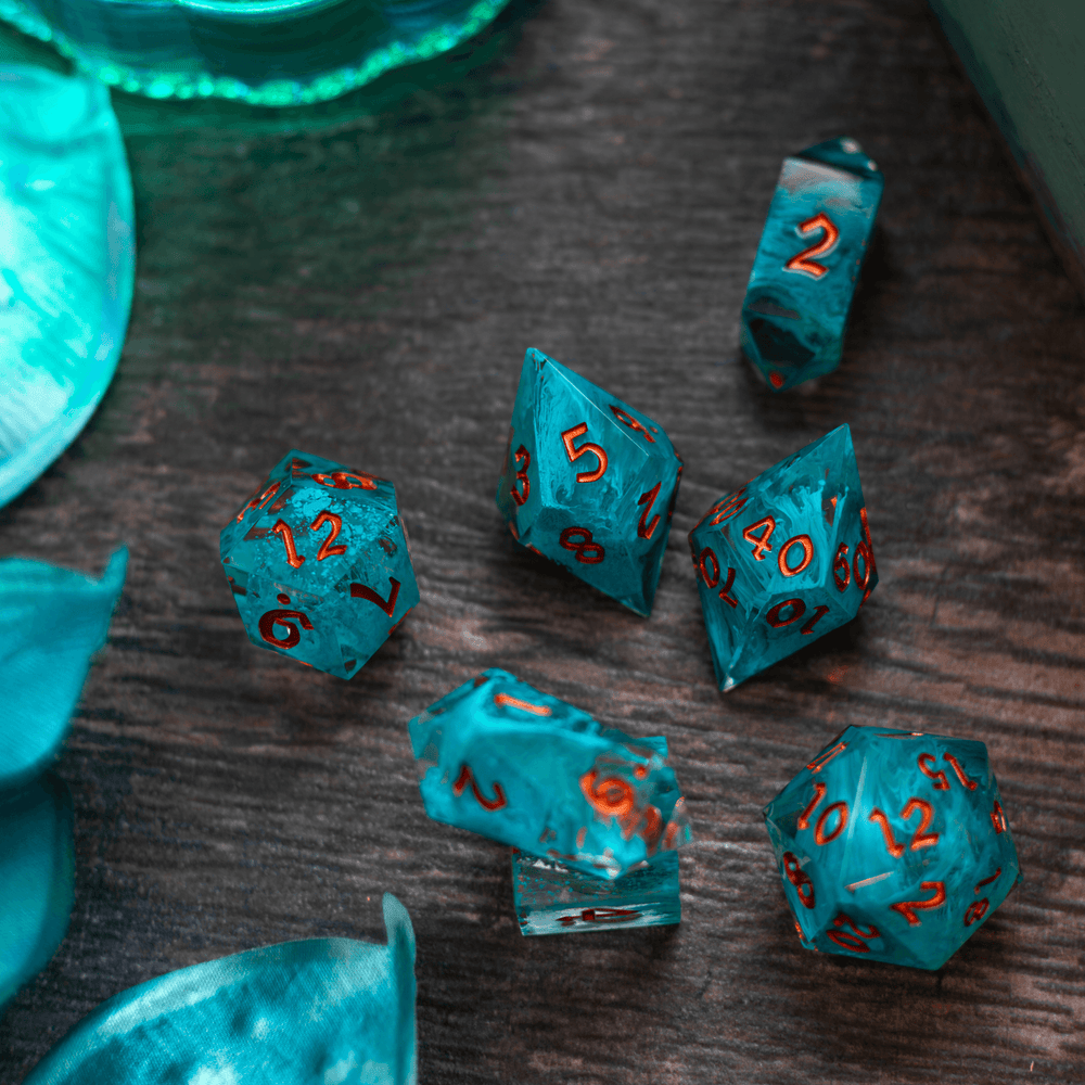 Blue Smoke Handmade Resin DND Dice Set (ONLINE ORDER ONLY)