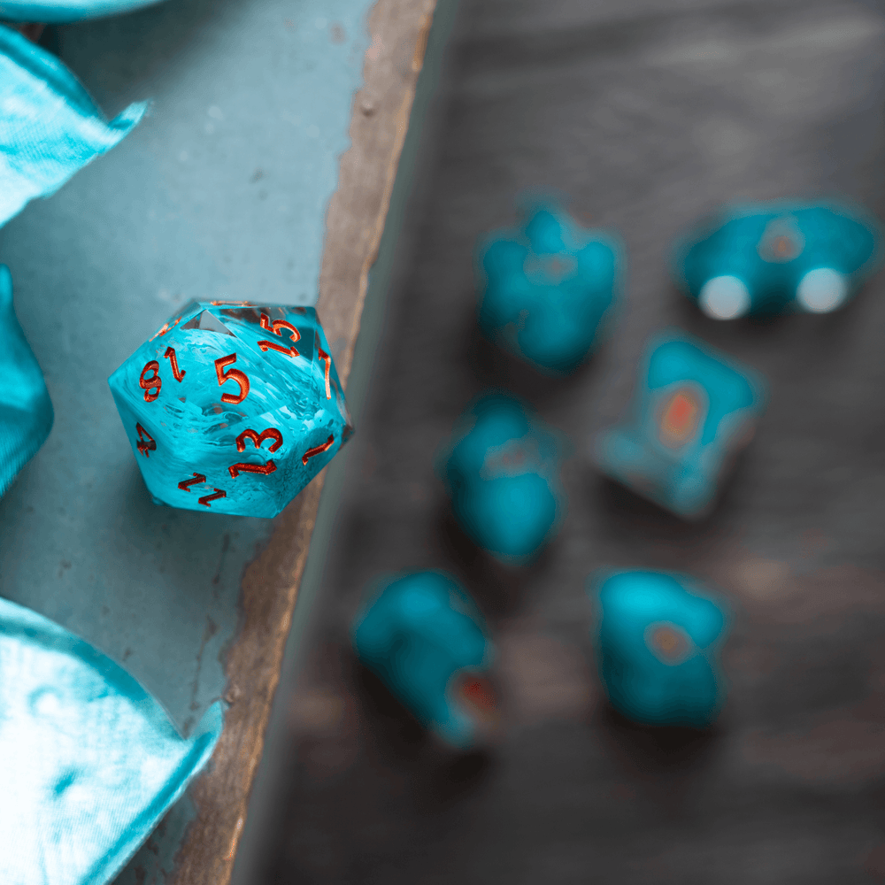 Blue Smoke Handmade Resin DND Dice Set (ONLINE ORDER ONLY)