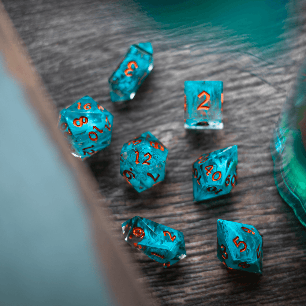 Blue Smoke Handmade Resin DND Dice Set (ONLINE ORDER ONLY)