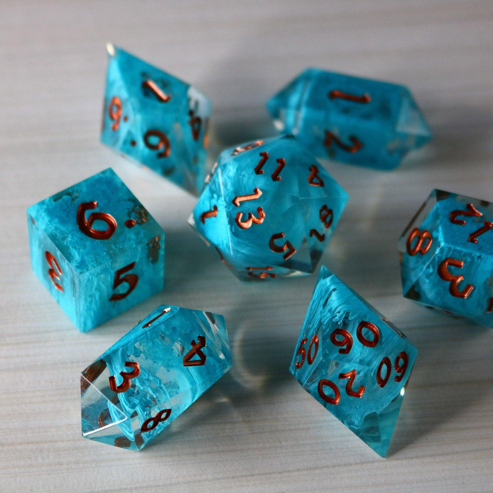 Blue Smoke Handmade Resin DND Dice Set (ONLINE ORDER ONLY)