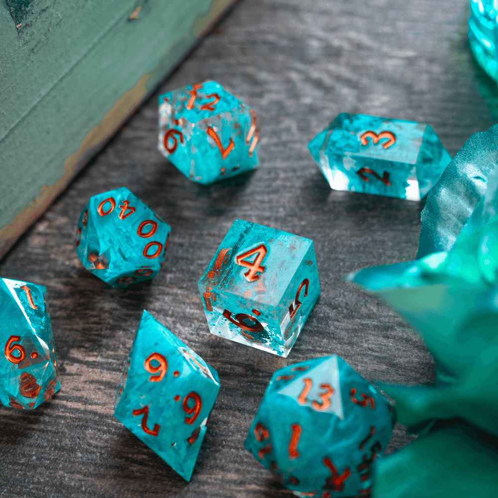 Blue Smoke Handmade Resin DND Dice Set (ONLINE ORDER ONLY)