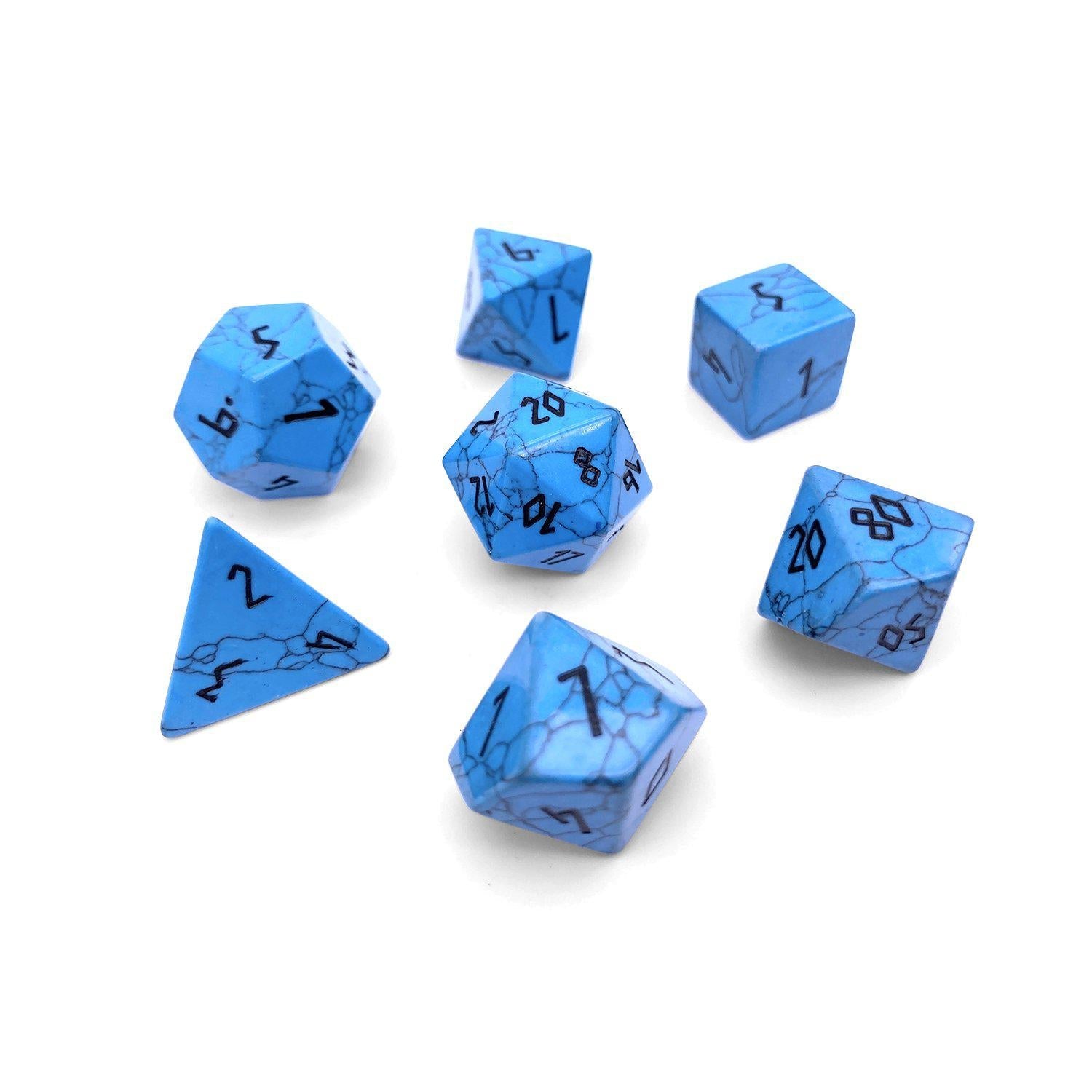 Blue Turquoise - 7 Piece RPG Set Gemstone Dice (Online Only)