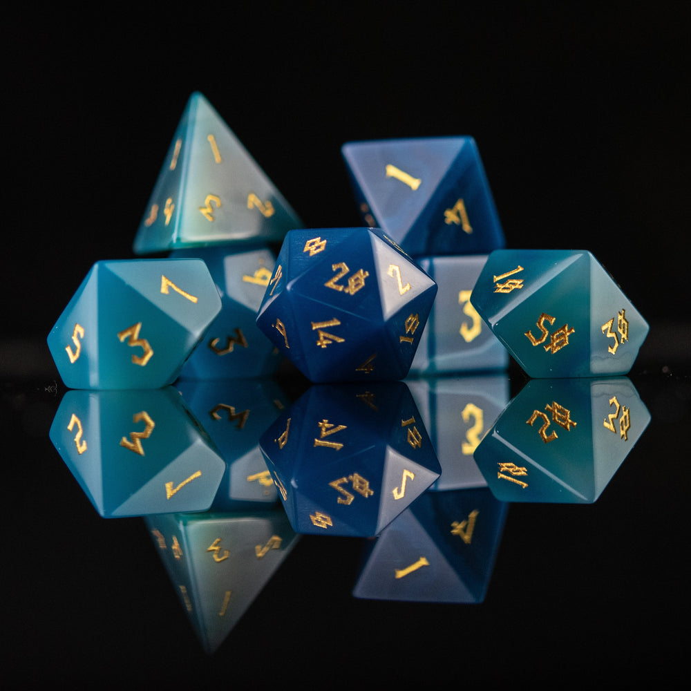 Pre-Order || Blue Agate Stone Dice Set