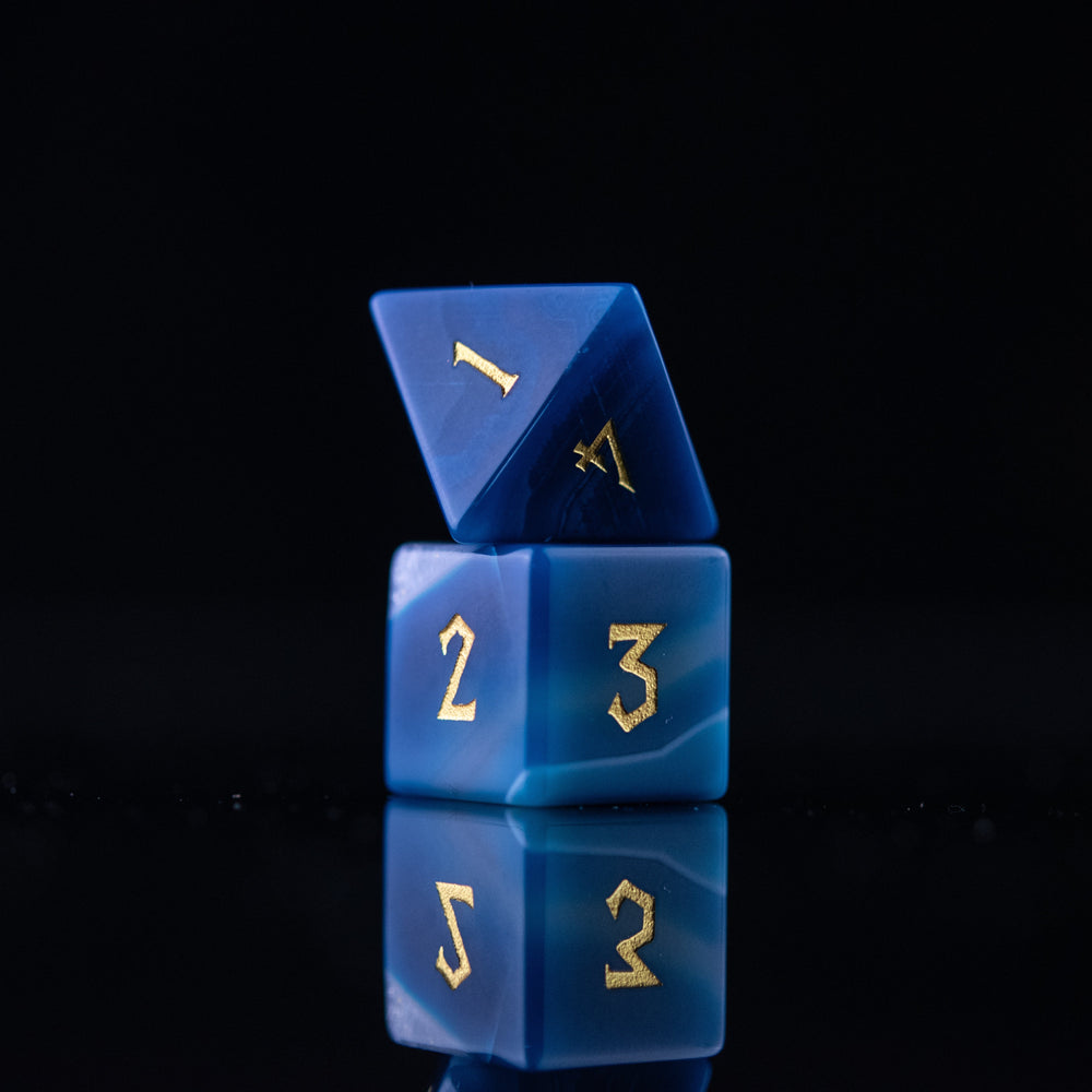 Pre-Order || Blue Agate Stone Dice Set