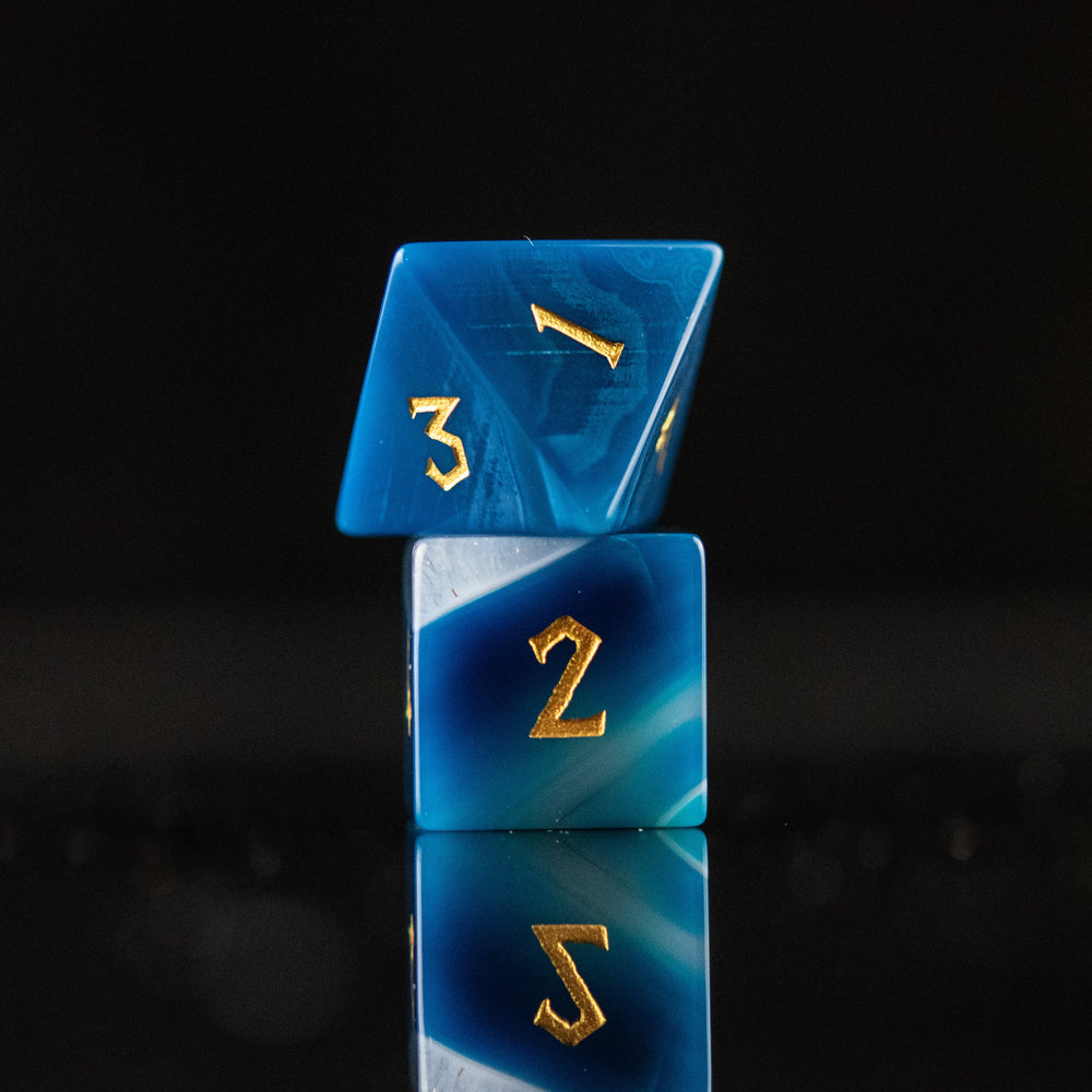 Pre-Order || Blue Agate Stone Dice Set