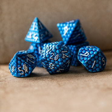 PRE-ORDER || Blue Dragon's Egg Metal Dice Set
