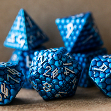 PRE-ORDER || Blue Dragon's Egg Metal Dice Set