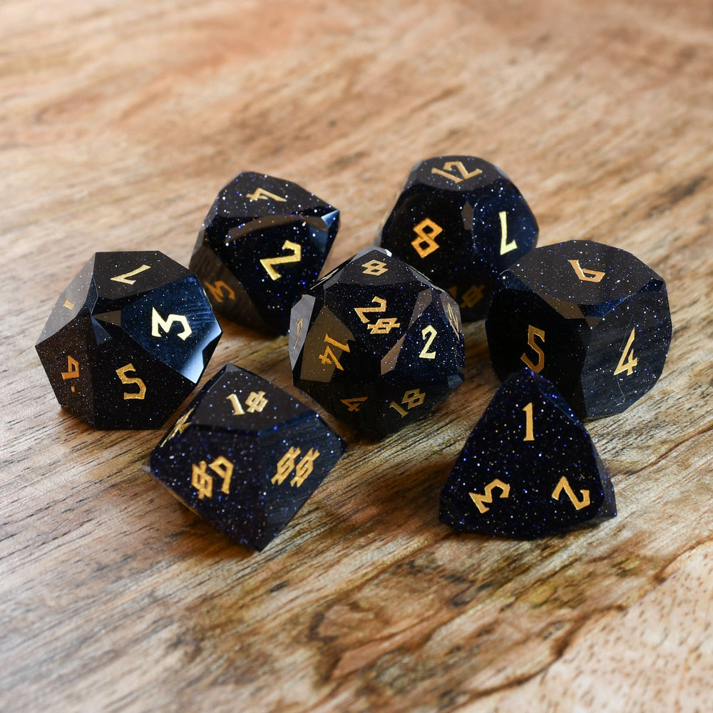 Pre-Order || Blue Sandstone Multifaceted Stone Dice Set