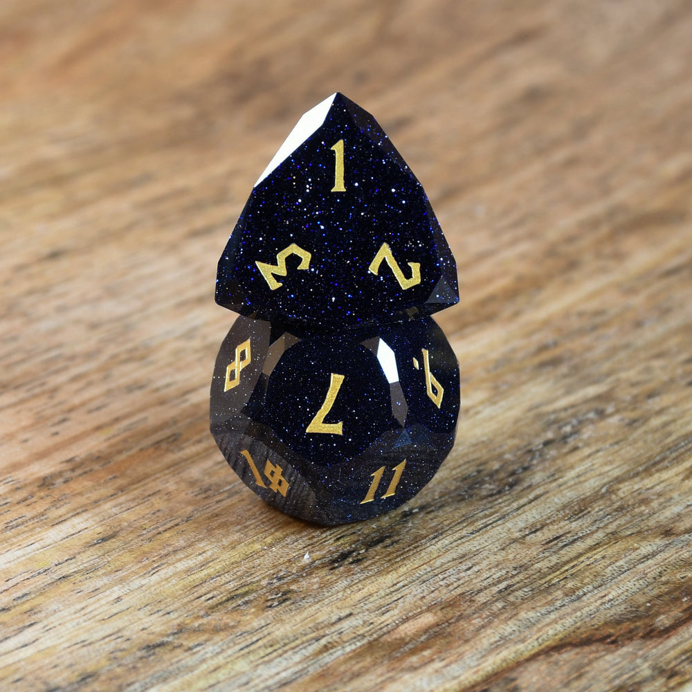 Pre-Order || Blue Sandstone Multifaceted Stone Dice Set