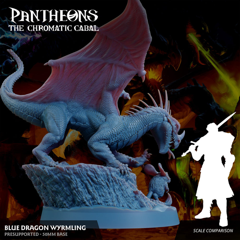 3D Printed Sordane Publishing Wyrmling Blue Dragon Pantheons - The Chromatic Cabal 28 32mm D&D (Online Only)
