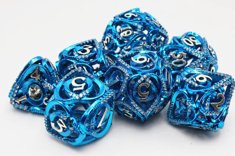Hollow Hearts: Jeweled Blue -  Metal RPG Dice Set (ONLINE ORDER ONLY)