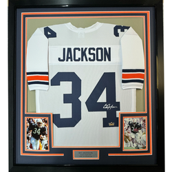 Framed Facsimile Autographed Bo Jackson 35x39 Auburn White Reprint Laser Auto College Football Jersey (ONLINE ORDER ONLY)