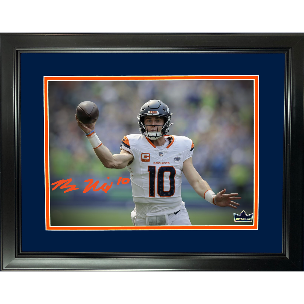 Framed Bo Nix Denver Broncos Facsimile Laser Engraved Signature Auto 11"x14" Football Photo HOFSM Holo (ONLINE ORDER ONLY)