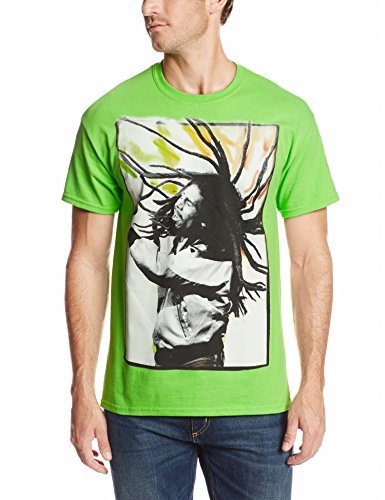 Zion Rootswear Men'S Bob Marley Flying Dreads (Lime) T-Shirt, Green, Small [T-Shirt] (ONLINE ORDER ONLY)