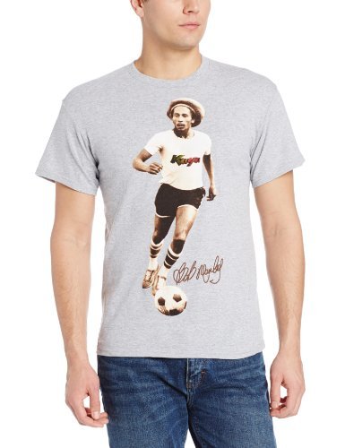 Bob Marley - Zion Rootswear Men'S Bob Marley Kaya Soccer T-Shirt, Light Gray, Small [T-Shirt] (ONLINE ORDER ONLY)
