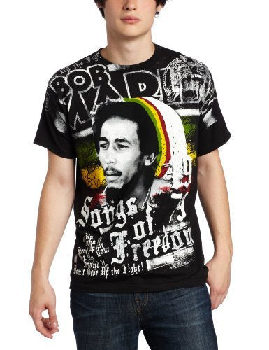 Zion Rootswear Men'S Bob Marley Short Sleeve Freedom T-Shirt,Black, Medium [T-Shirt] (ONLINE ORDER ONLY)