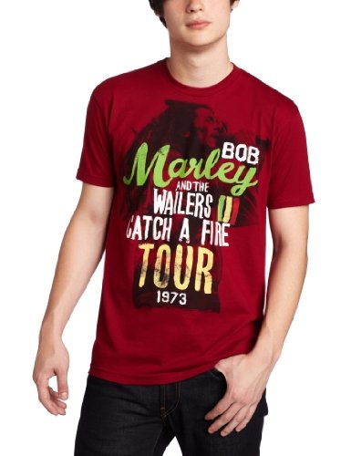 Zion Rootswear Men'S Cedella Marley Short Sleeve Catch A Fire Tour T-Shirt ,Red,Large [T-Shirt] (ONLINE ORDER ONLY)