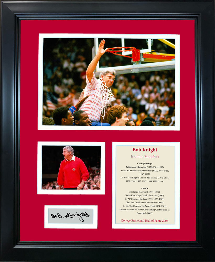 Framed Bob Knight Hall of Fame Indiana Hoosiers Facsimile Laser Engraved Signature Auto NCAA Basketball 11"x14" Photo Sig Collage (ONLINE ORDER ONLY)