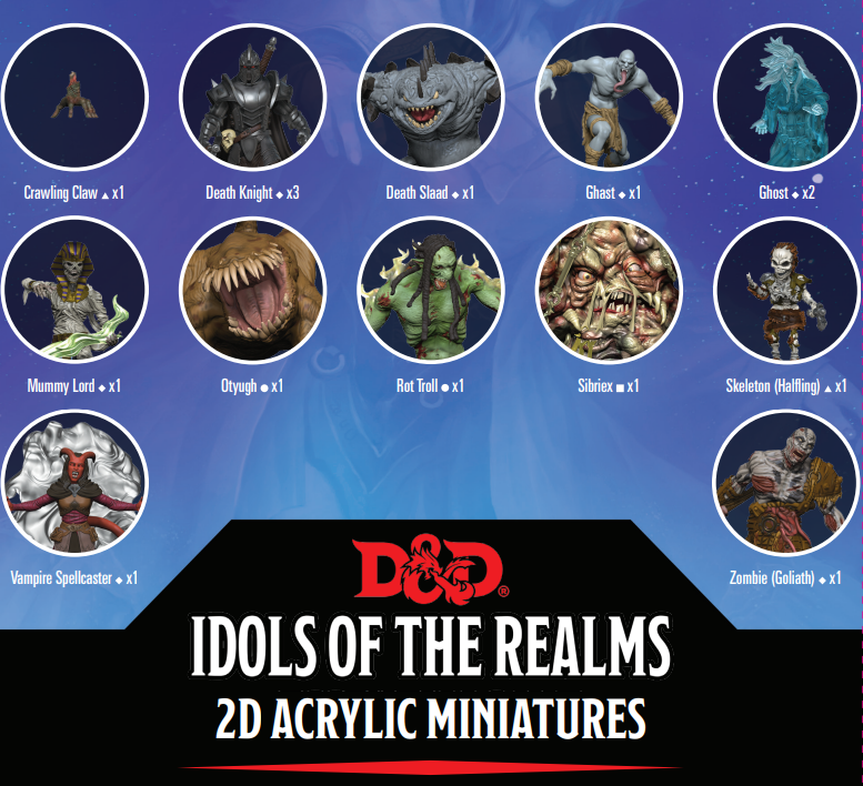 D&D: Idols of the Realms - Boneyard 2D Acrylic Miniatures - Set 1 (ONLINE ORDER ONLY)