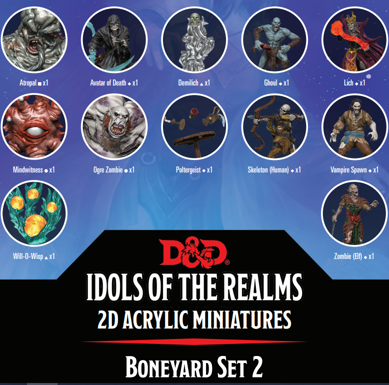 D&D: Idols of the Realms - Boneyard 2D Acrylic Miniatures - Set 12 (ONLINE ORDER ONLY)
