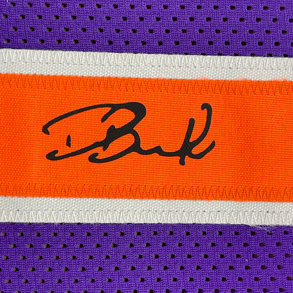 Framed Facsimile Autographed Devin Booker 35x39 Phoenix Purple Reprint Laser Auto Basketball Jersey (ONLINE ORDER ONLY)