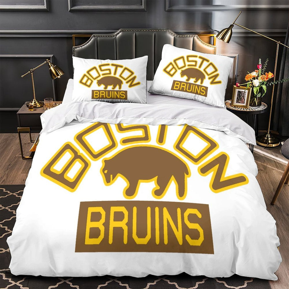 Boston Bruins Bedding Set Pattren Quilt Duvet Cover Without Filler (Online Order Only)