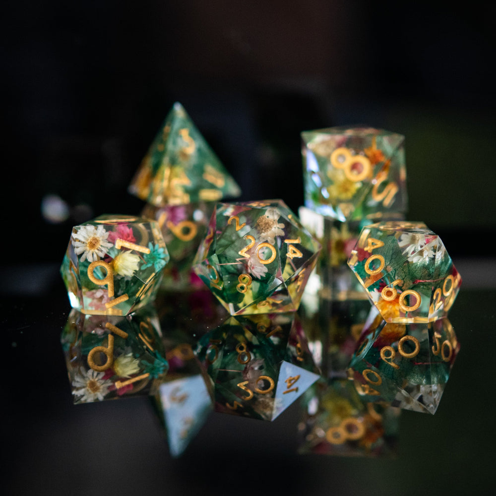 PRE-ORDER || Botanical Gardens Sharp-Edged Resin Dice Set