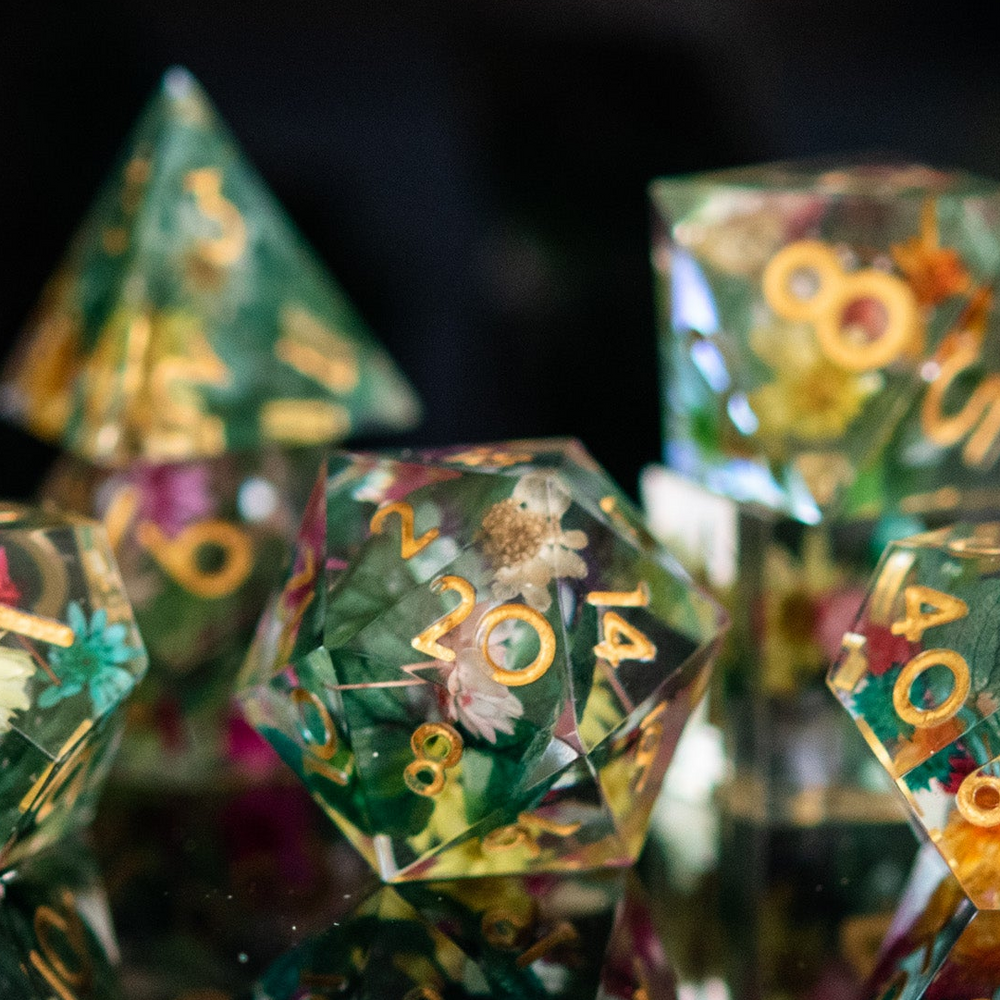 PRE-ORDER || Botanical Gardens Sharp-Edged Resin Dice Set
