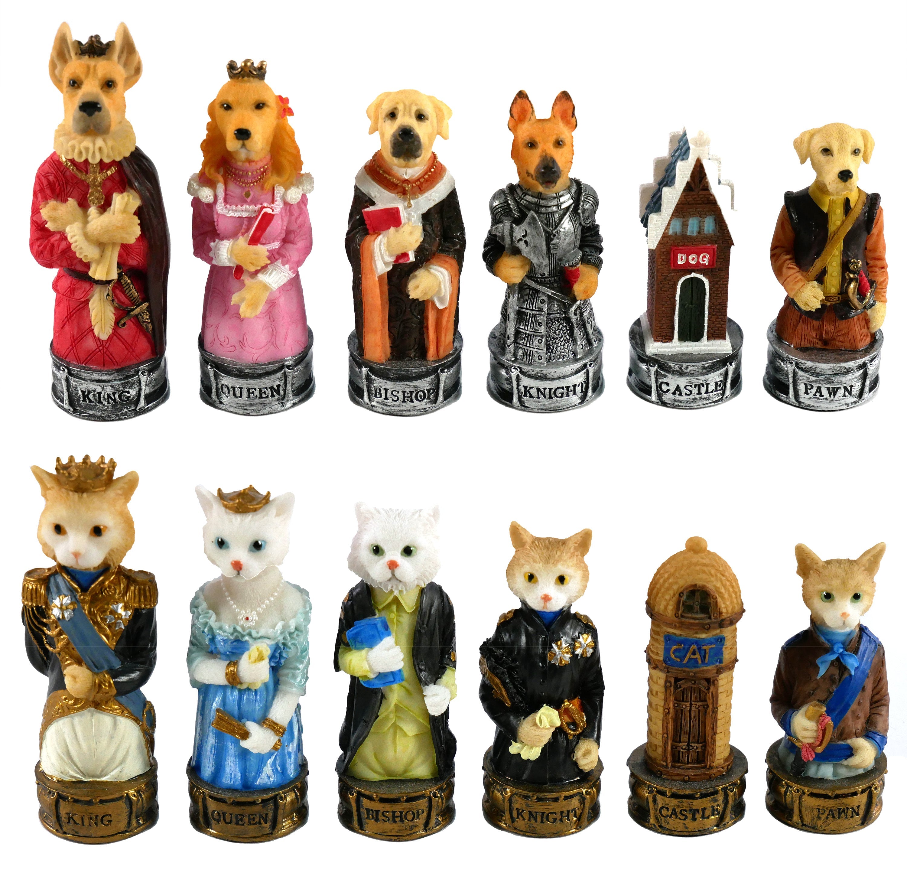 Chess Pieces - Cats & Dogs Resin Chess Pieces (ONLINE ORDER ONLY)