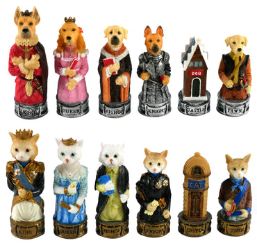 Chess Pieces - Cats & Dogs Resin Chess Pieces (ONLINE ORDER ONLY)