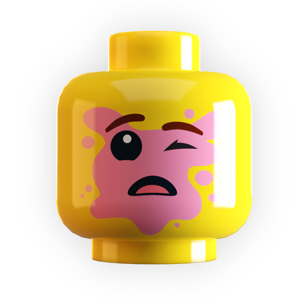 Boy Popped Bubble Gum on Face Minifig Head made using LEGO part (Online Order Only)