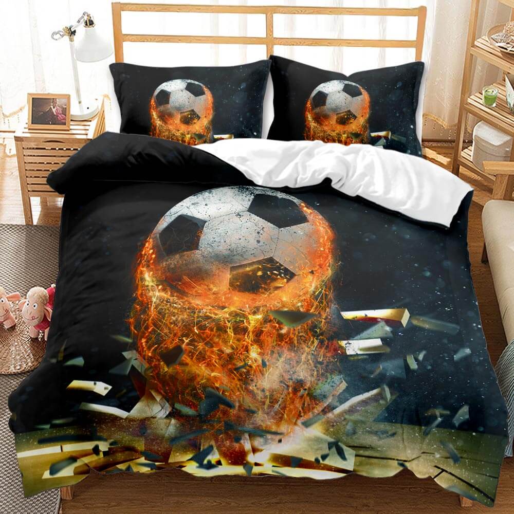 Boys Football Bedding Set Soccer Ball Duvet Cover Quilt Bed Linen Sets (Online Order Only)