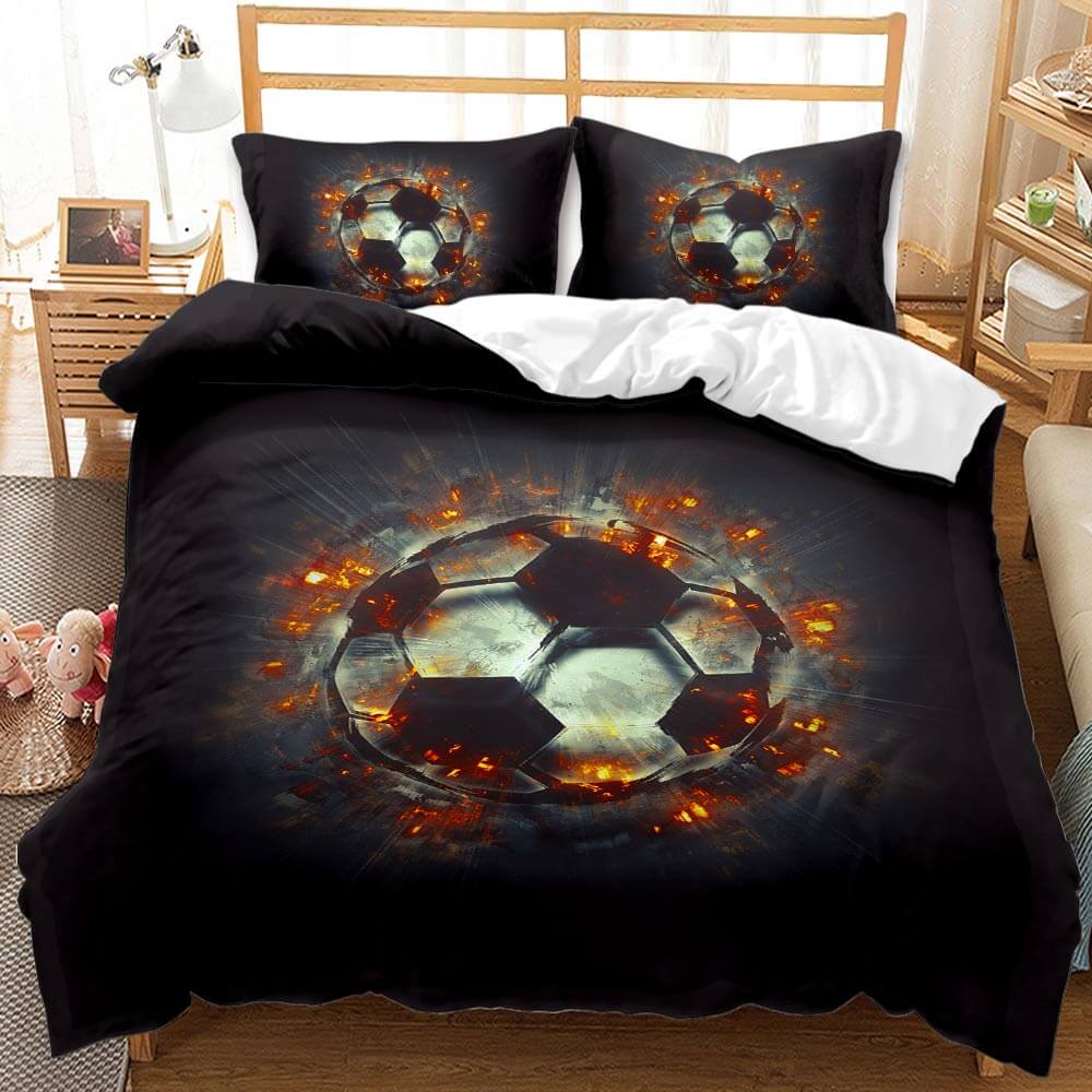Boys Football Bedding Set Soccer Ball Duvet Cover Quilt Bed Linen Sets (Online Order Only)