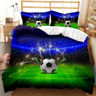 Boys Football Bedding Set Soccer Ball Duvet Cover Quilt Bed Linen Sets (Online Order Only)