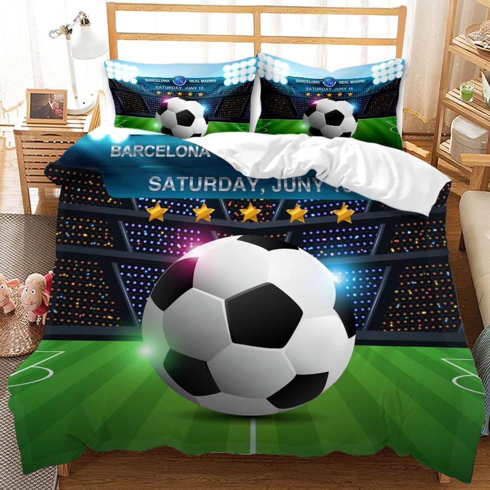 Boys Football Bedding Set Soccer Ball Duvet Cover Quilt Bed Linen Sets (Online Order Only)