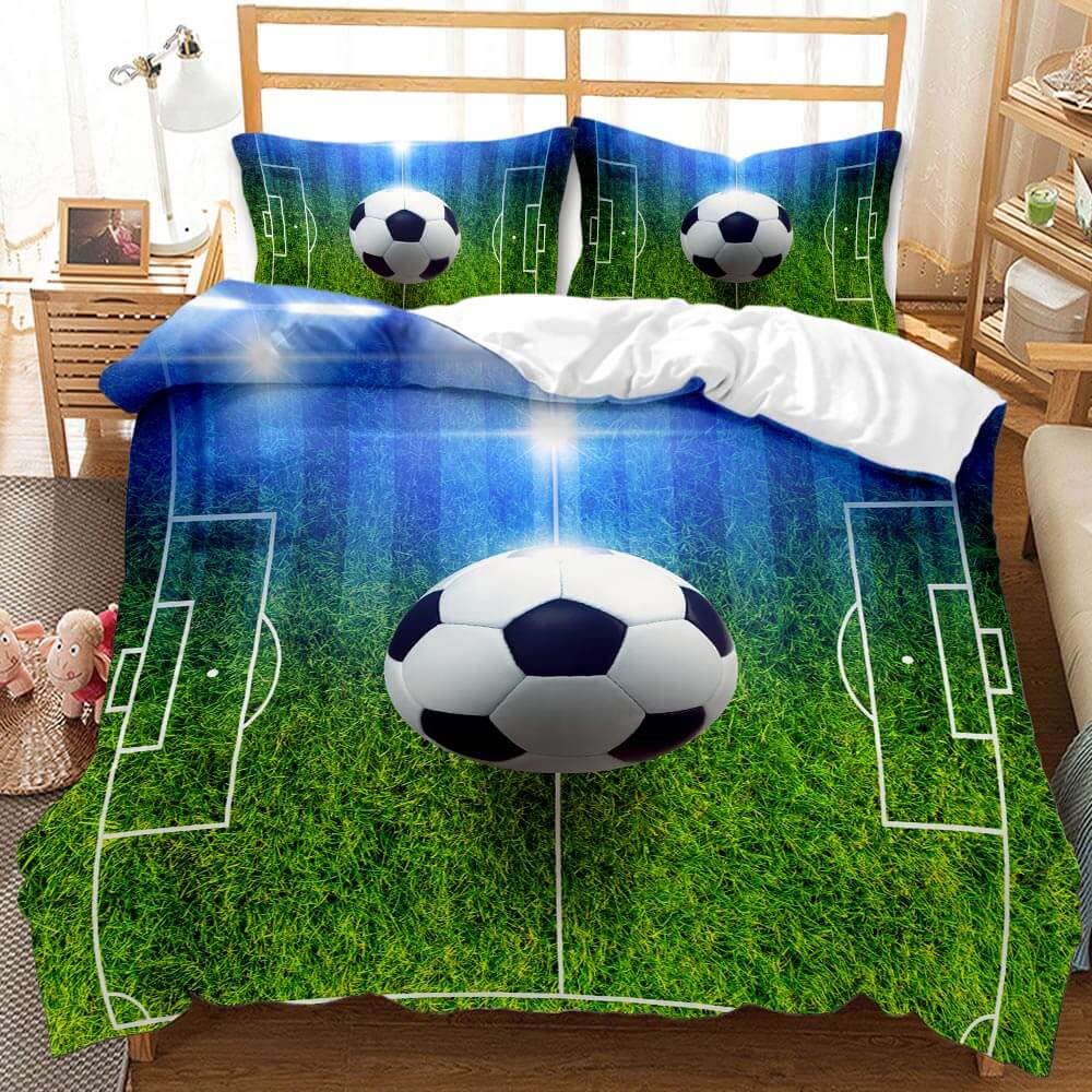 Boys Football Bedding Set Soccer Ball Duvet Cover Quilt Bed Linen Sets (Online Order Only)