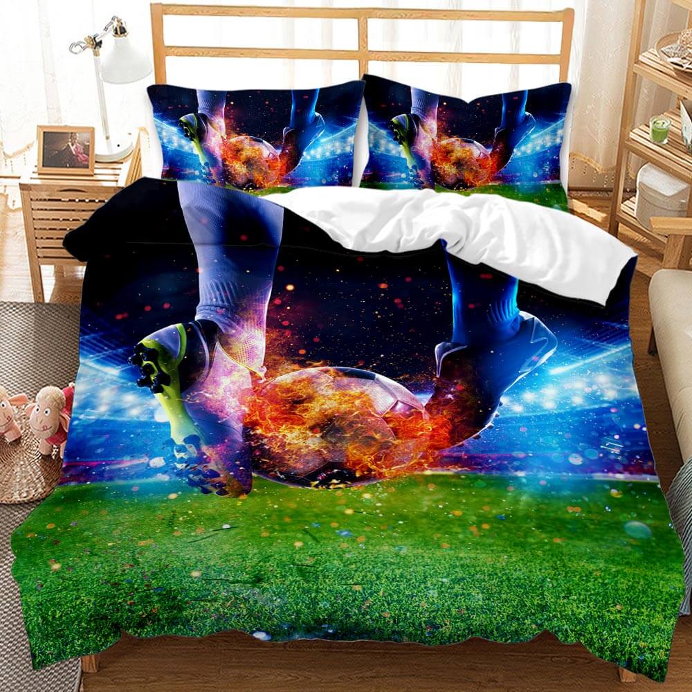 Boys Football Bedding Set Soccer Ball Duvet Cover Quilt Bed Linen Sets (Online Order Only)