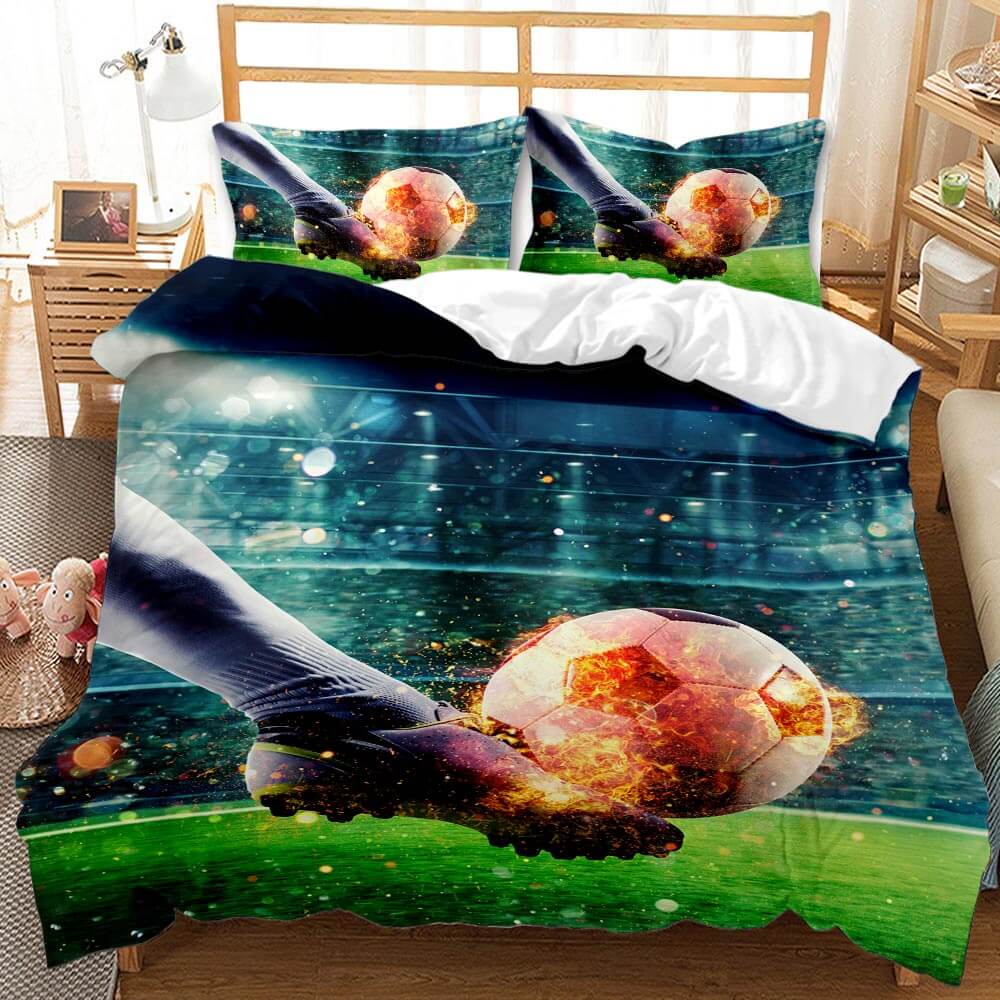 Boys Football Bedding Set Soccer Ball Duvet Cover Quilt Bed Linen Sets (Online Order Only)