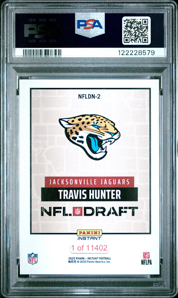 Graded 2025 Panini Instant Travis Hunter #NFLDN2 NFL Draft Night Rookie RC Football Card PSA 8 Near Mint (ONLINE ORDER ONLY)